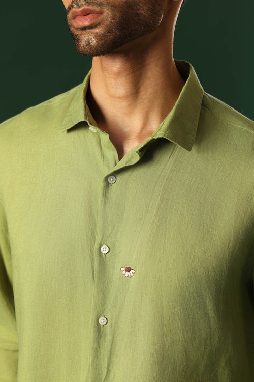 Daisy Irish Linen Shirt - Green