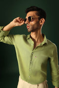 Daisy Irish Linen Shirt - Green