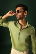 Daisy Irish Linen Shirt - Green