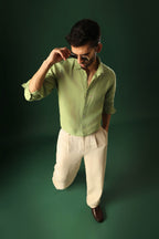 Daisy Irish Linen Shirt - Green