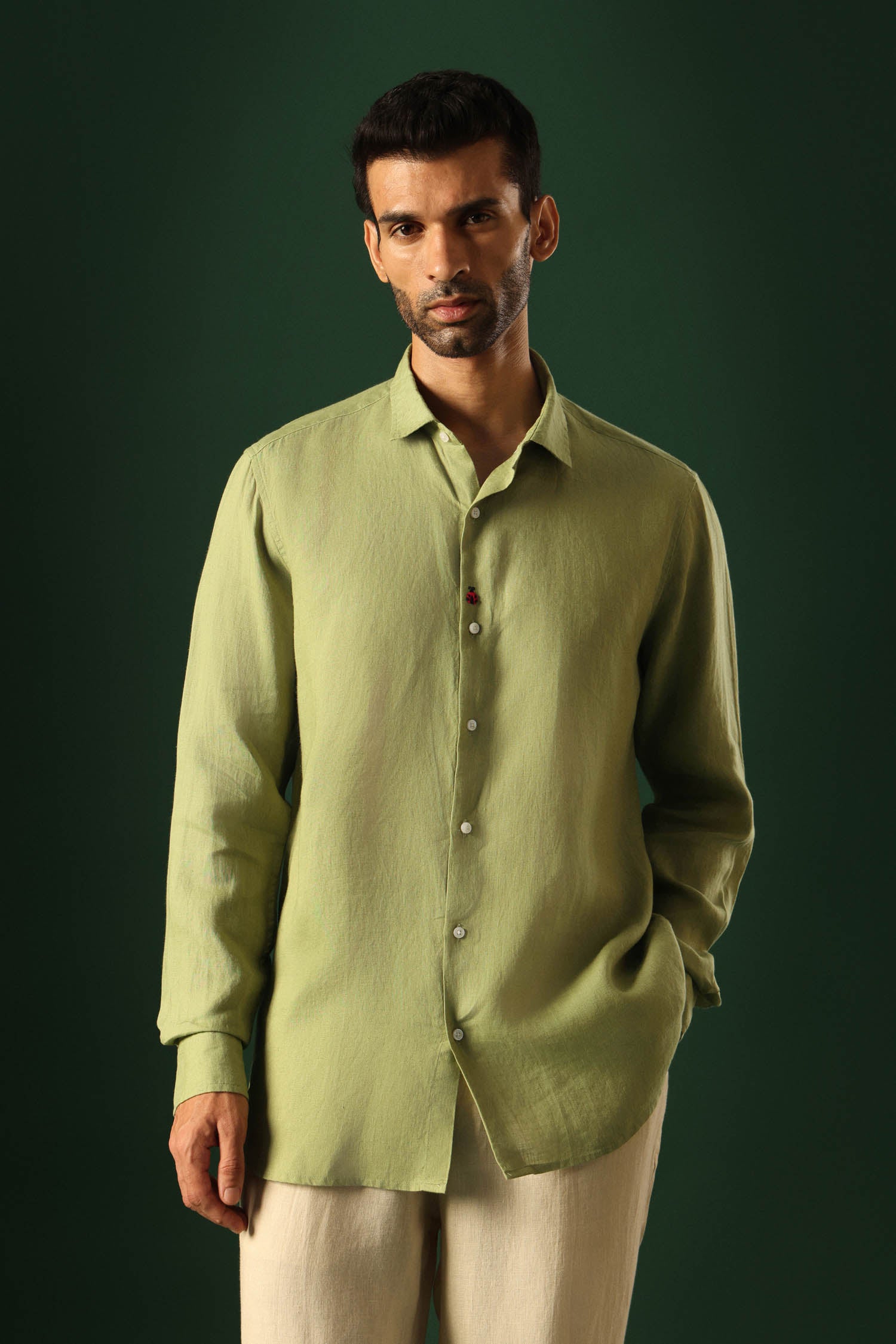 Lady Bug Irish Linen Shirt - Green