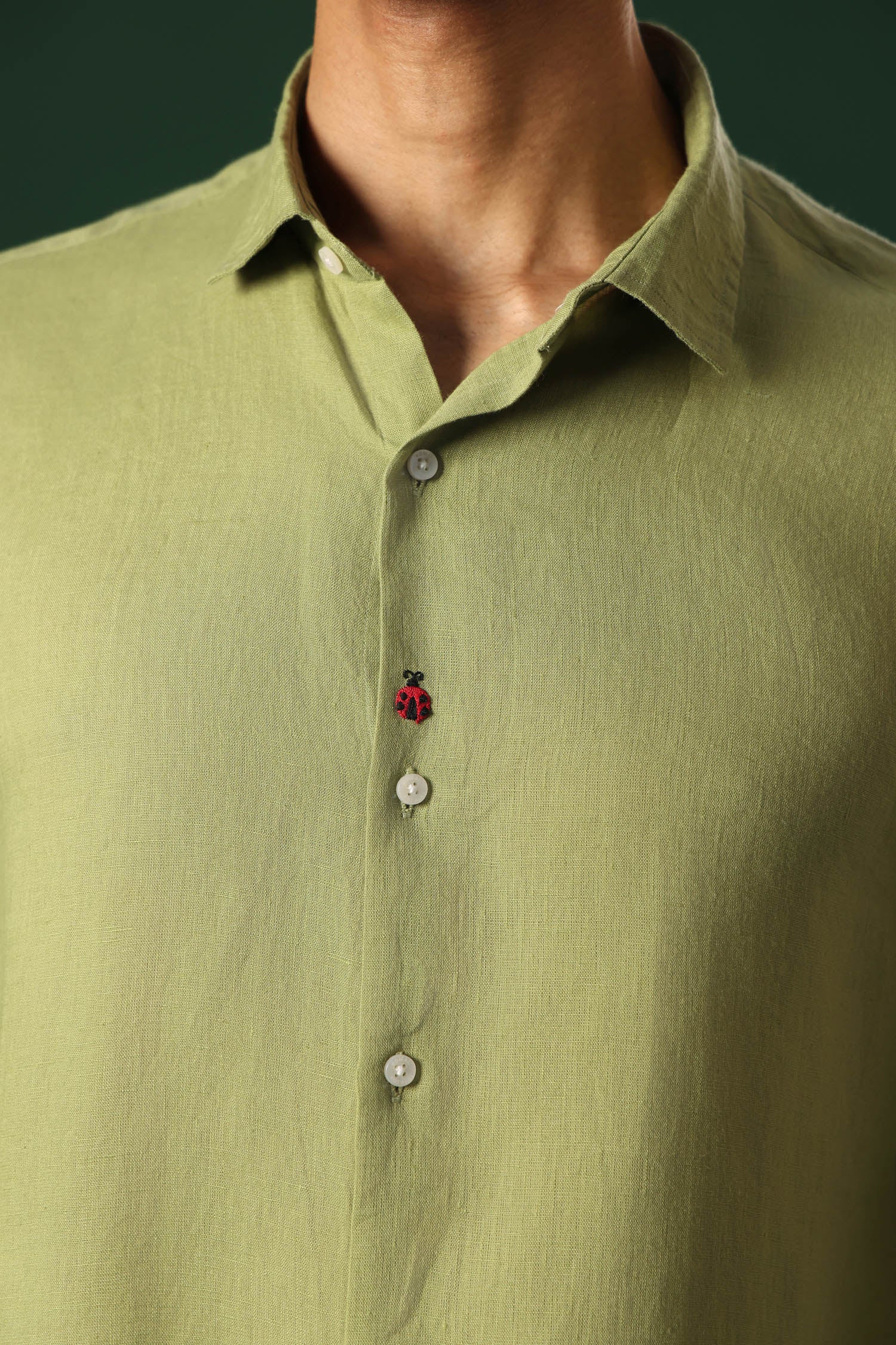Lady Bug Irish Linen Shirt - Green