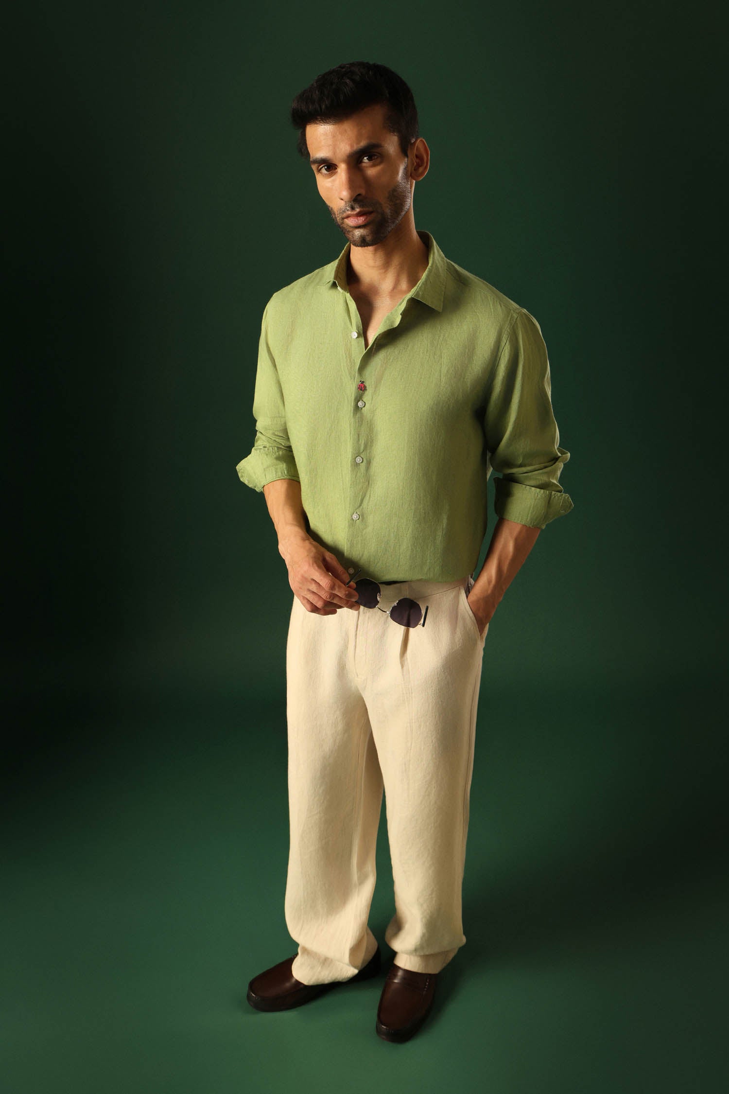 Lady Bug Irish Linen Shirt - Green