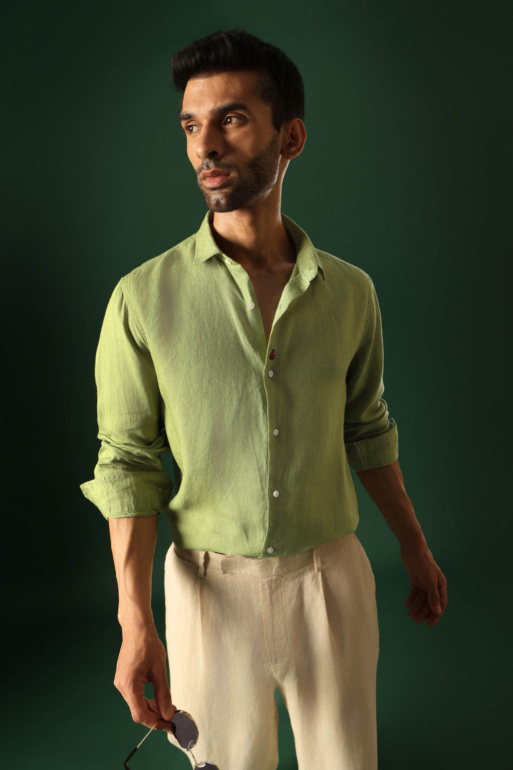 Lady Bug Irish Linen Shirt - Green