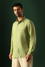Leaf Irish Linen Shirt - Green