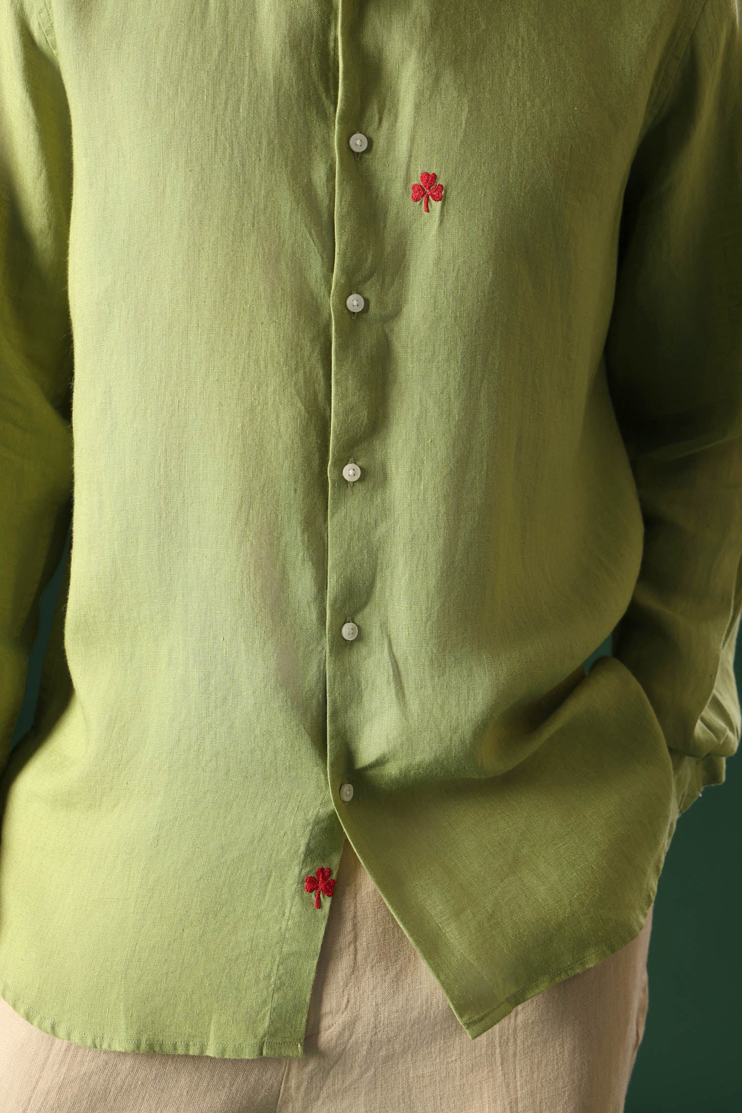 Leaf Irish Linen Shirt - Green