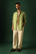 Leaf Irish Linen Shirt - Green