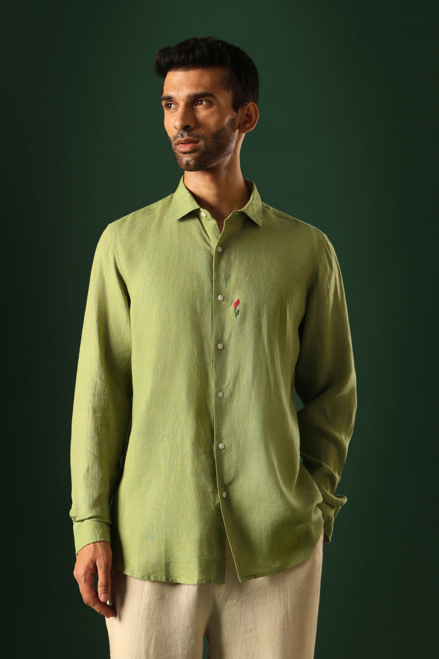 Lilly Irish Linen shirt - Green