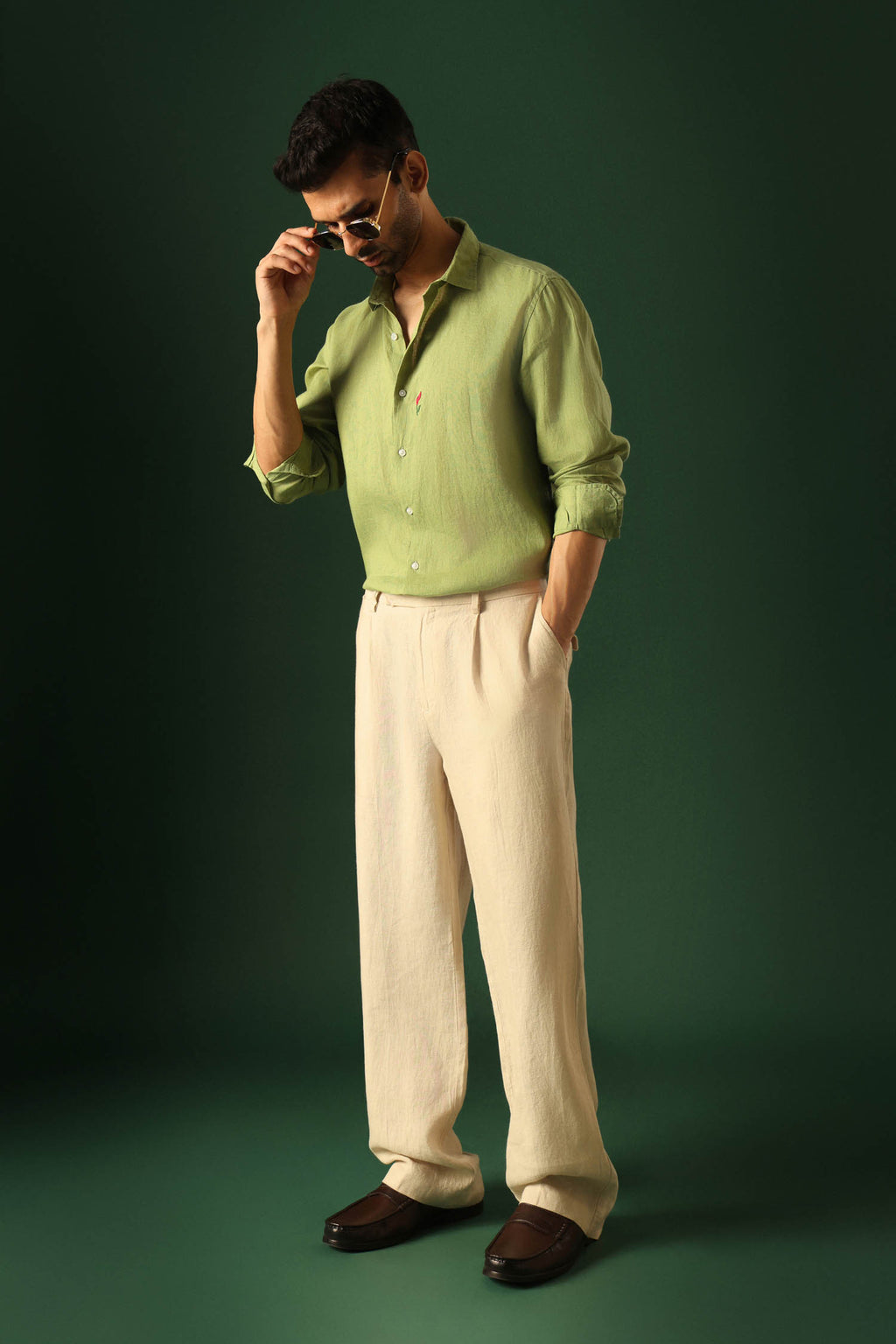 Lilly Irish Linen shirt - Green