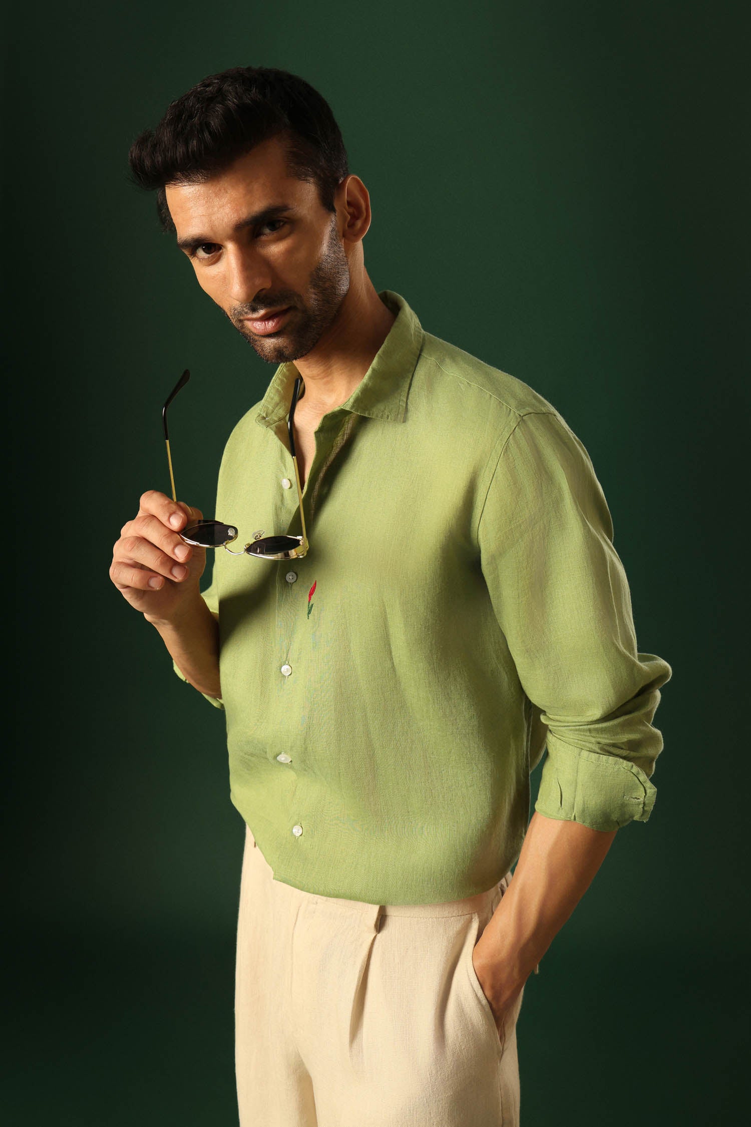 Lilly Irish Linen shirt - Green