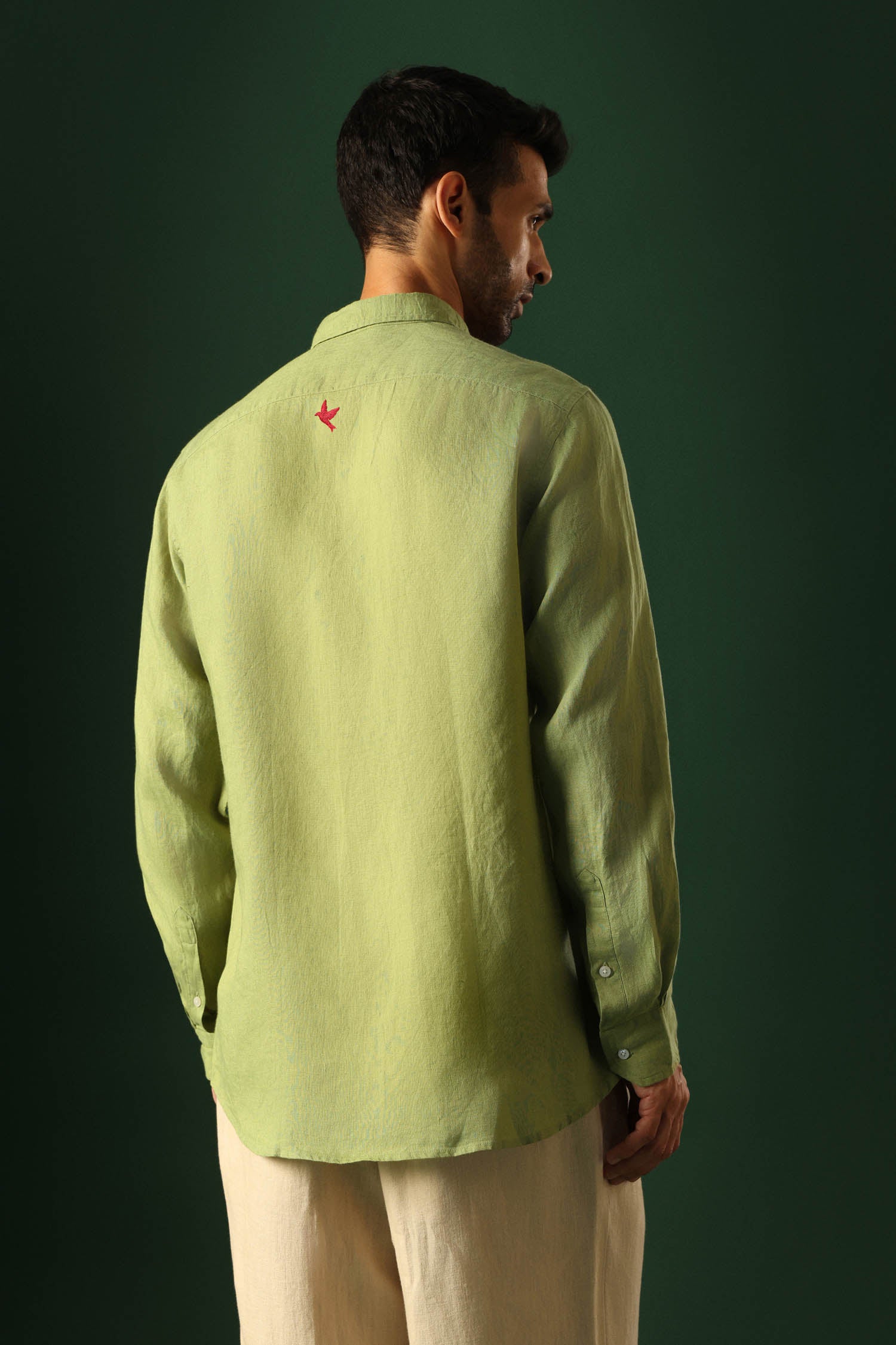 Bird Irish Linen Shirt - Green