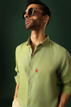 Bird Irish Linen Shirt - Green