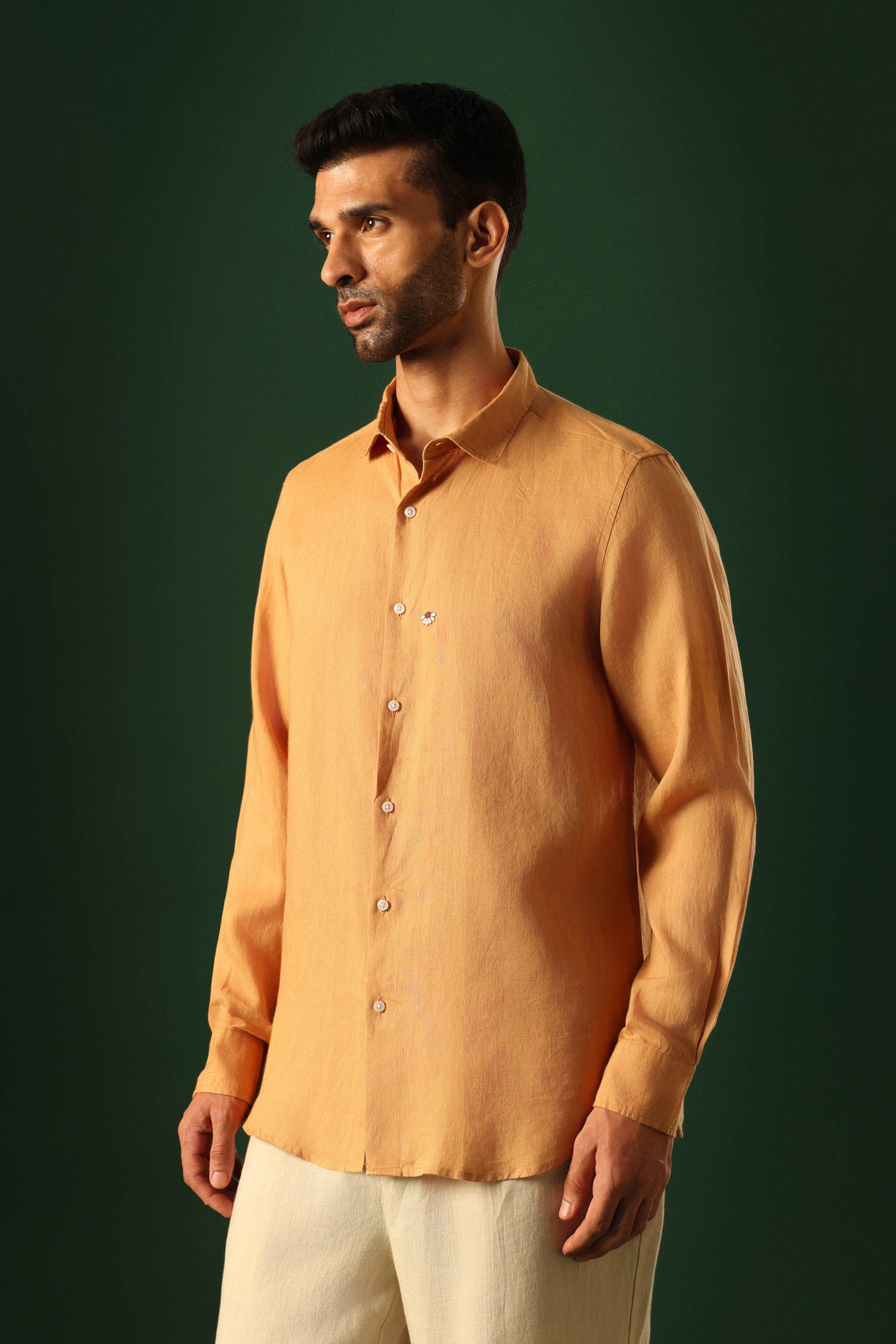 Daisy Irish Linen Shirt - Pumpkin