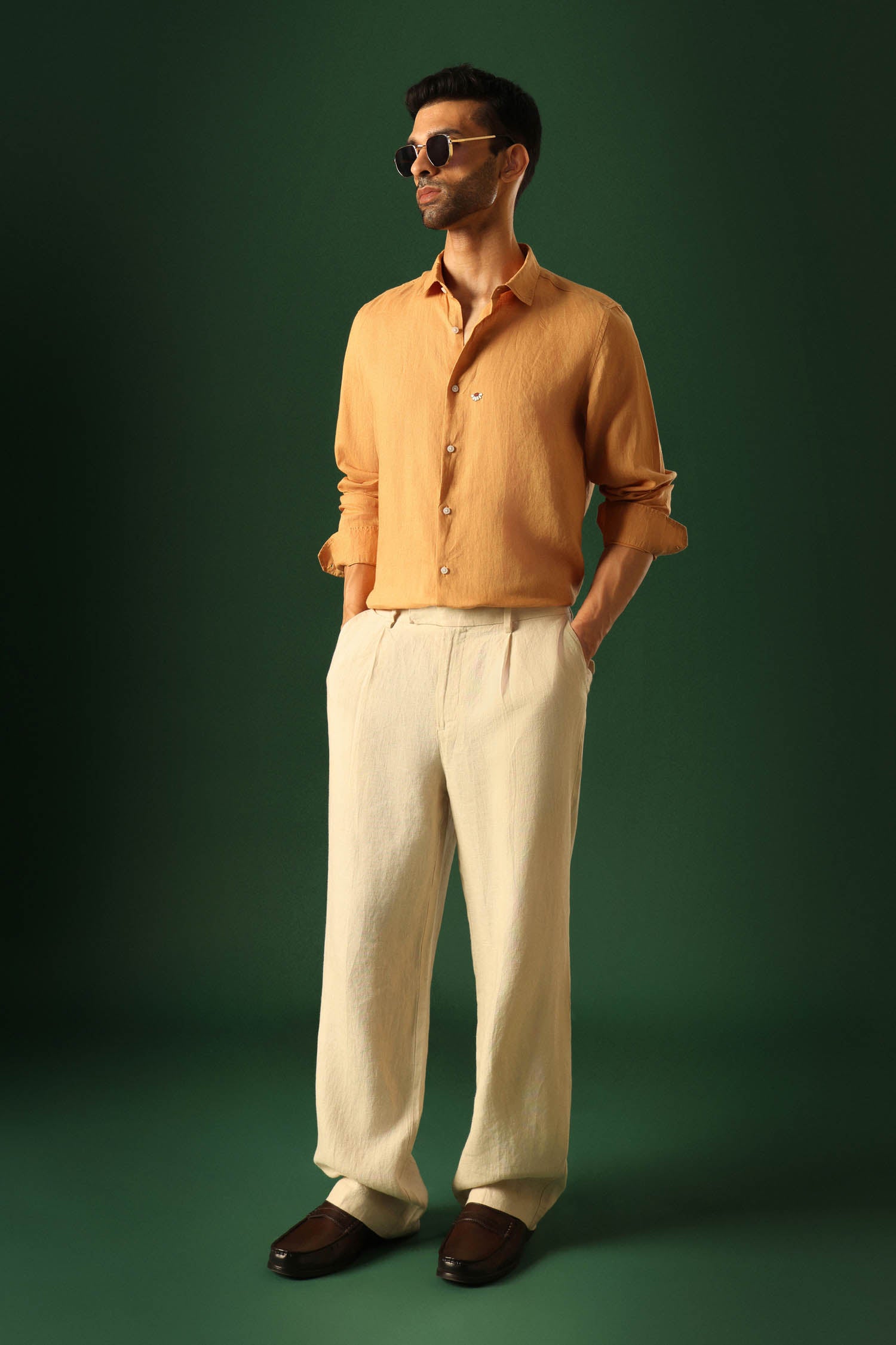 Daisy Irish Linen Shirt - Pumpkin