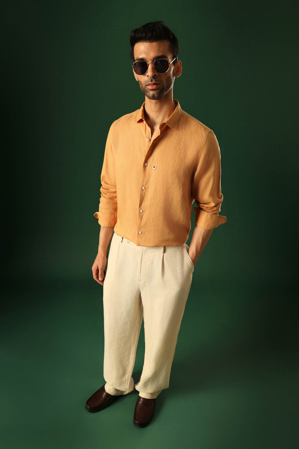 Daisy Irish Linen Shirt - Pumpkin