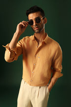 Daisy Irish Linen Shirt - Pumpkin