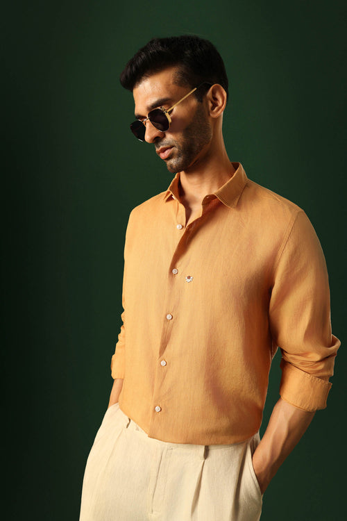 Daisy Irish Linen Shirt - Pumpkin