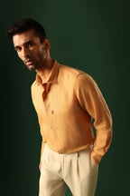 Bird Irish Linen Shirt - Pumpkin
