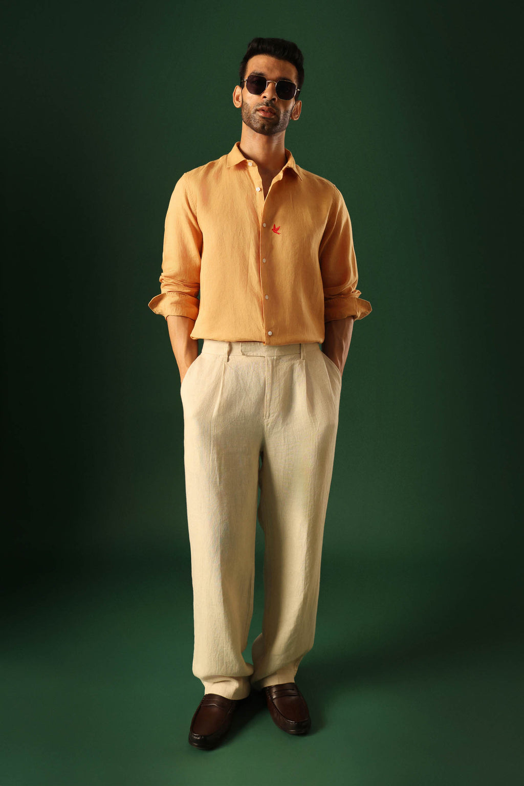 Bird Irish Linen Shirt - Pumpkin