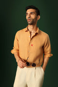 Bird Irish Linen Shirt - Pumpkin
