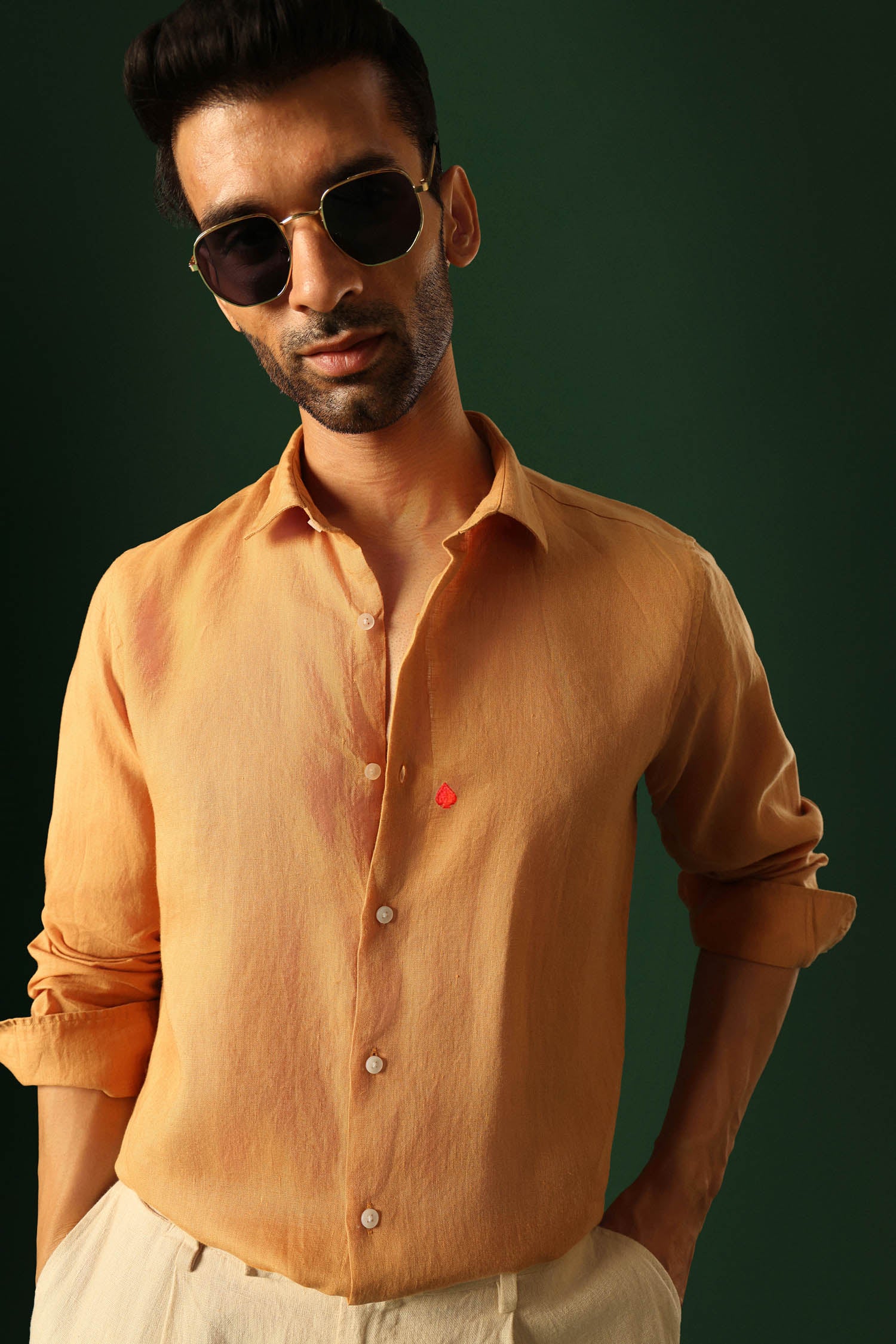 Spade Irish Linen Shirt - Pumpkin