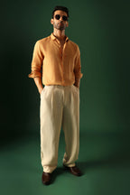 Spade Hand Embroidered Irish Linen Shirt - Pumpkin