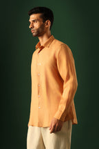 Leaf Irish Linen Shirt - Pumpkin