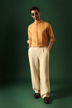 Leaf Irish Linen Shirt - Pumpkin
