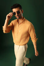 Leaf Irish Linen Shirt - Pumpkin