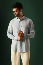 Owl Irish Linen Shirt - Light Blue