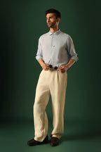 Owl Irish Linen Shirt - Light Blue