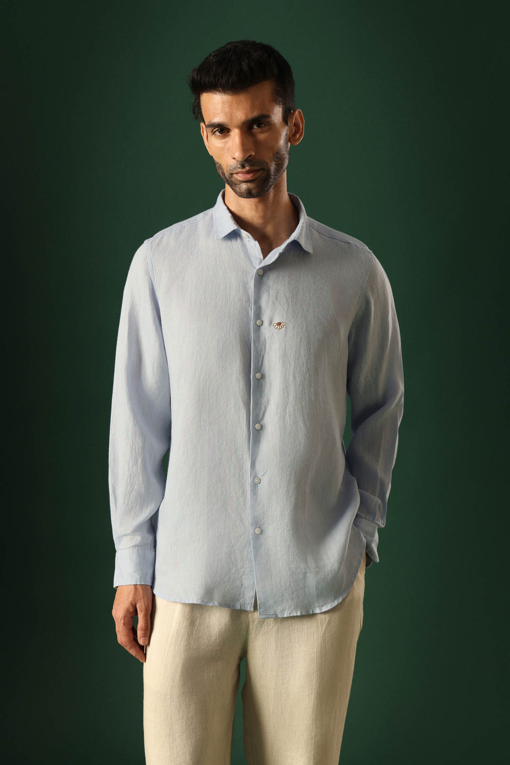 Daisy Irish Linen Shirt - Light Blue