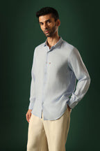 Daisy Irish Linen Shirt - Light Blue