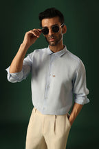 Daisy Irish Linen Shirt - Light Blue