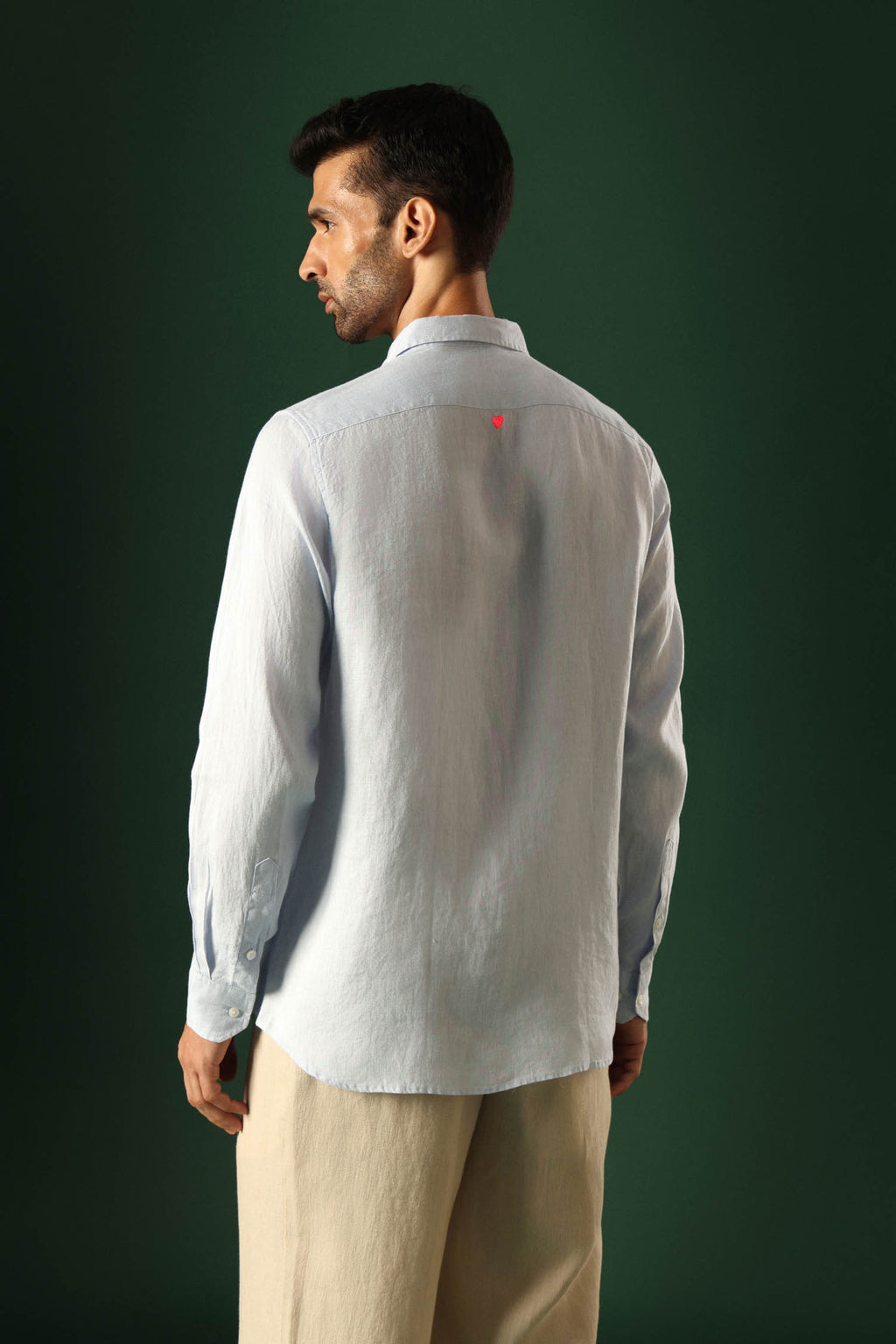 Heart Irish Linen Shirt - Light Blue
