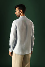 Heart Irish Linen Shirt - Light Blue