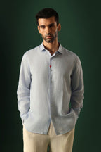 Heart Irish Linen Shirt - Light Blue