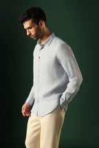 Heart Irish Linen Shirt - Light Blue
