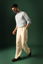 Heart Irish Linen Shirt - Light Blue