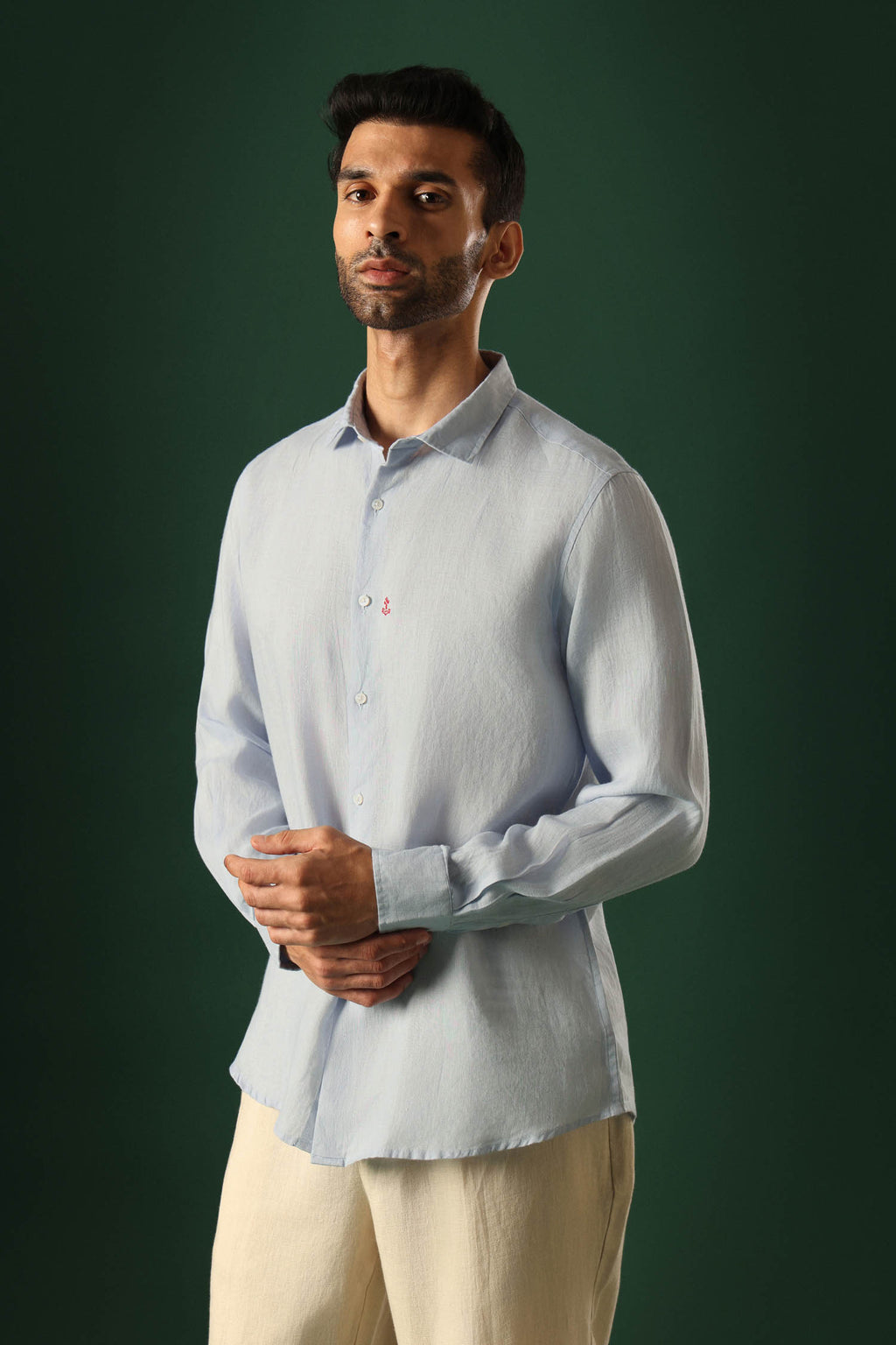 Anchor Irish Linen Shirt - Light Blue