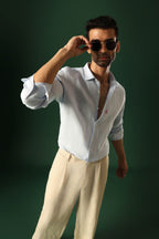 Anchor Irish Linen Shirt - Light Blue