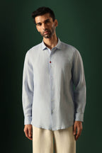 Lady Bug Irish Linen Shirt - Light Blue