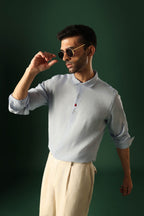 Lady Bug Irish Linen Shirt - Light Blue