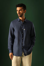 Daisy Irish Linen Shirt - Navy
