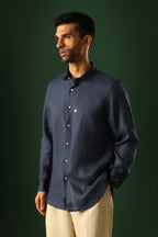 Daisy Irish Linen Shirt - Navy