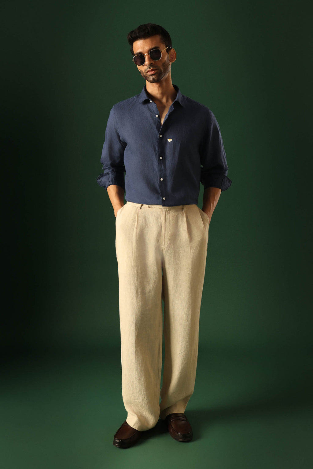 Daisy Irish Linen Shirt - Navy