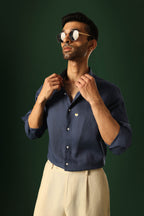 Daisy Irish Linen Shirt - Navy