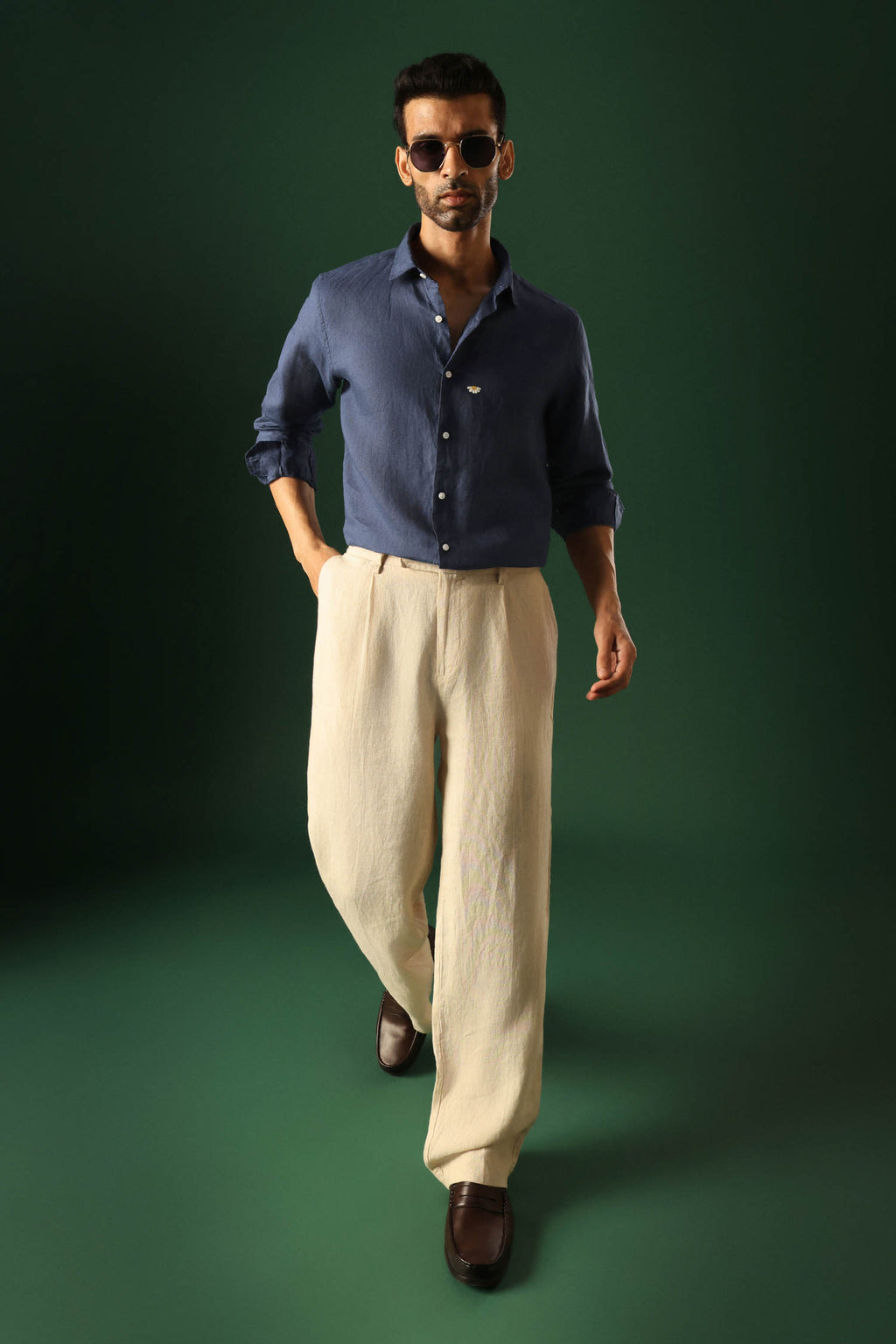 Daisy Irish Linen Shirt - Navy