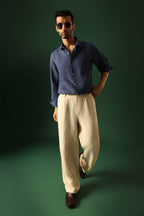 Leaf Irish Linen Shirt - Navy