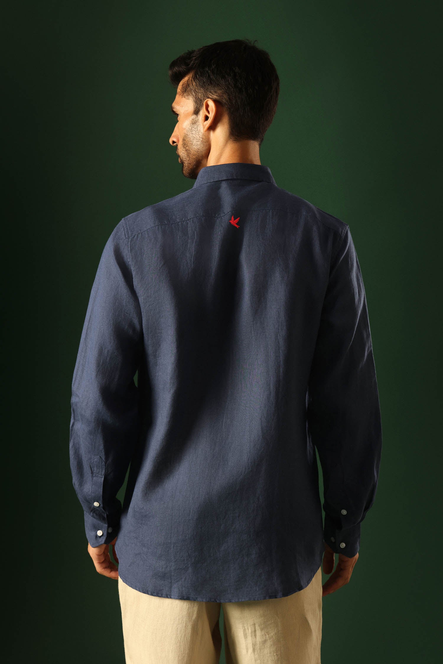 Bird Irish Linen Shirt - Navy